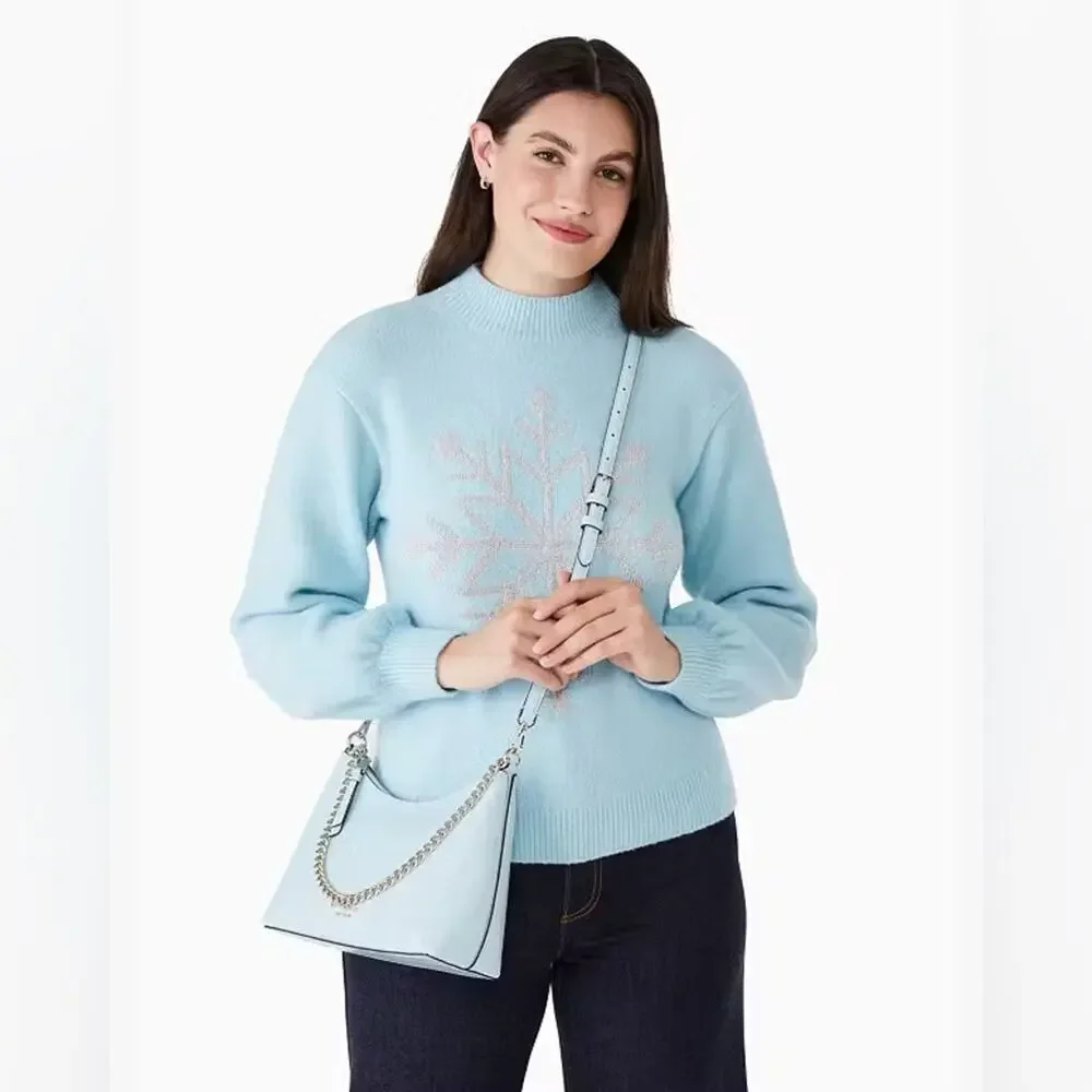 Kate Spade Zippy Frosty Sky Blue‎ Convertible Crocodile Leather Crossbody Purse